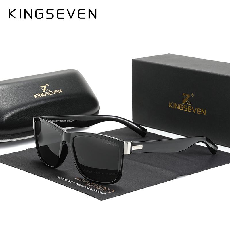 Original KINGSEVEN Marke Quadratische Retro Gradient Polarisierte Sonnenbrille Frauen Männer Carbon Faser Muster Design Outdoor Sport Brillen