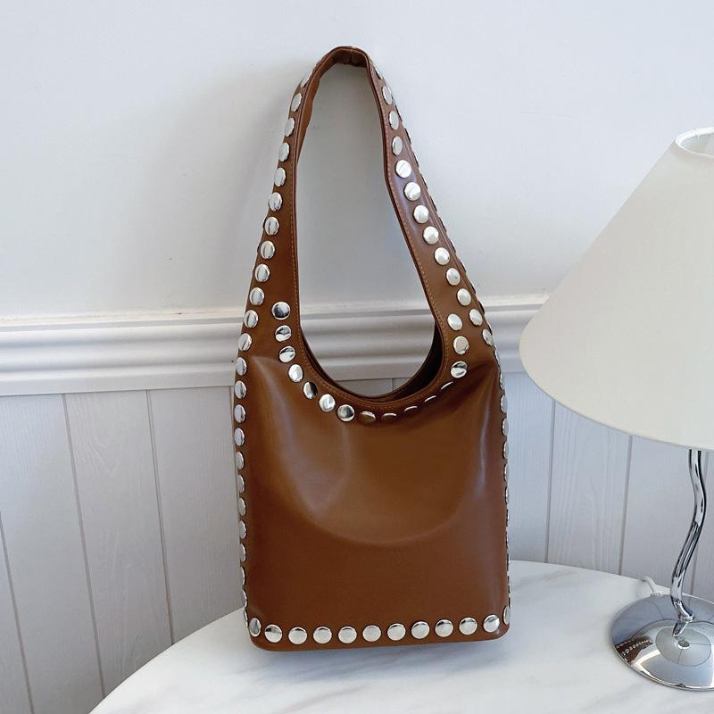 Premium Bag Women's 2025 New Fashion Retro Versatile Casual Shoulder Bag Rivet Tote Bag