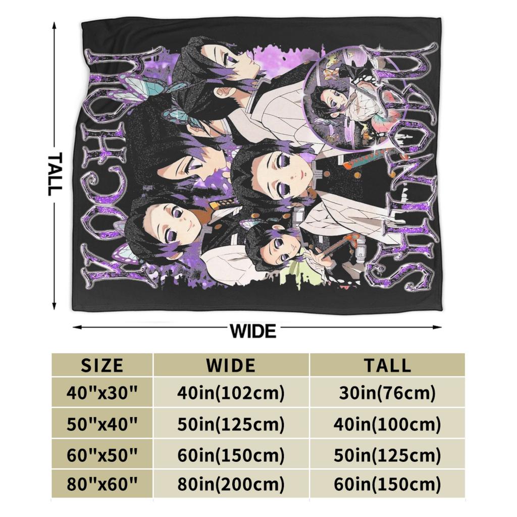 Demoned Slayered Shinobu Kocho Insect Pillar Blankets Flannel Print  Portable Super Warm Throw Blankets for Sofa Bedroom Quilt