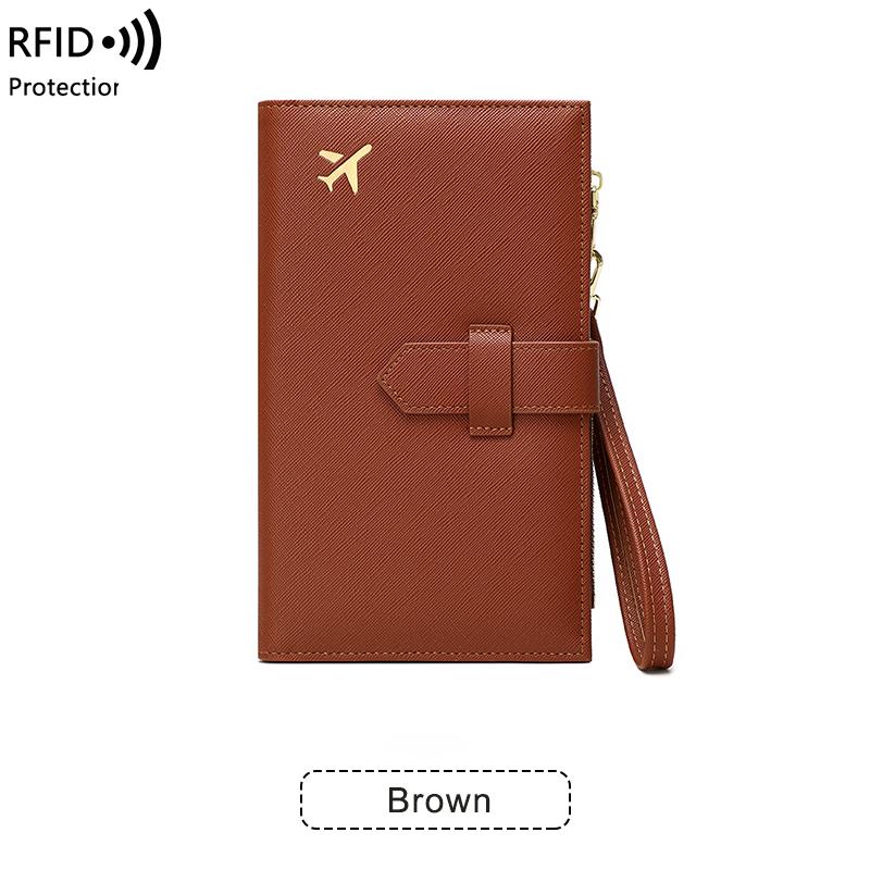 Modische Reisepasshülle aus PU-Leder mit Flugzeugmuster und RFID-Schutz für Damen und Herren, multifunktionelle Geldbörse für Ausweis, Kreditkarten