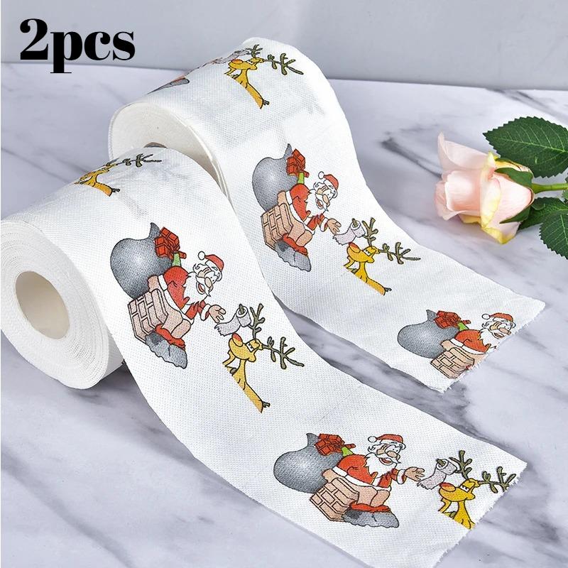 

2pcs Christmas Pattern Color Toilet Paper Santa Christmas Tree Printed Tissue Home Christmas Gifts Navidad 2026 Happy New Year 2pcs