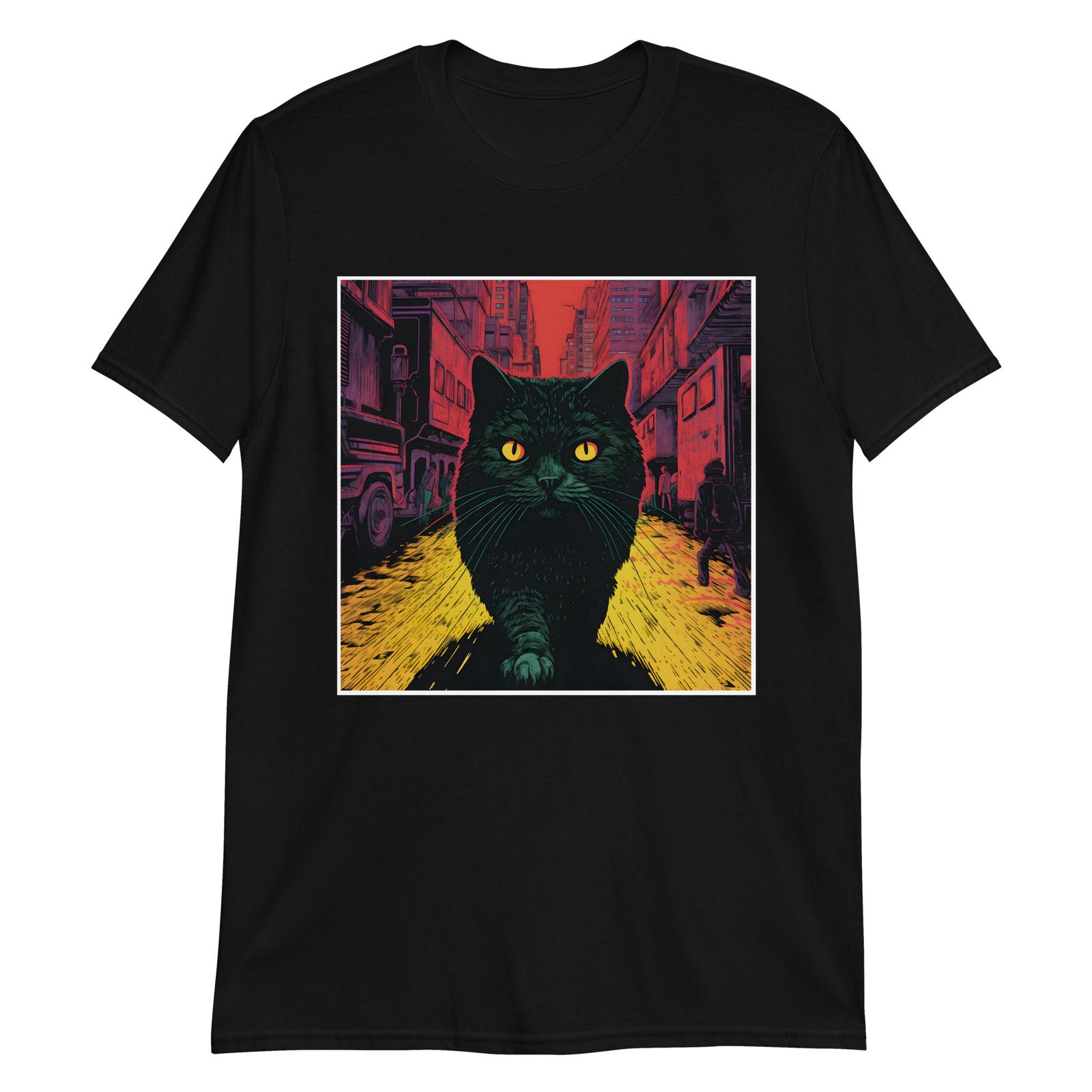 Urban Feline: Giant Cat in Cityscape T-Shirt Mens Womens Tees Top XL