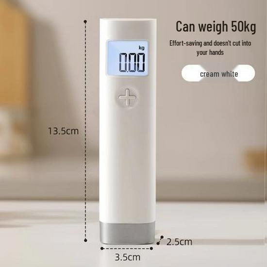 

Portable 50kg Handheld Luggage Scale with Stainless Steel Surface and Built-in Tape Measure for Travel and Home Use