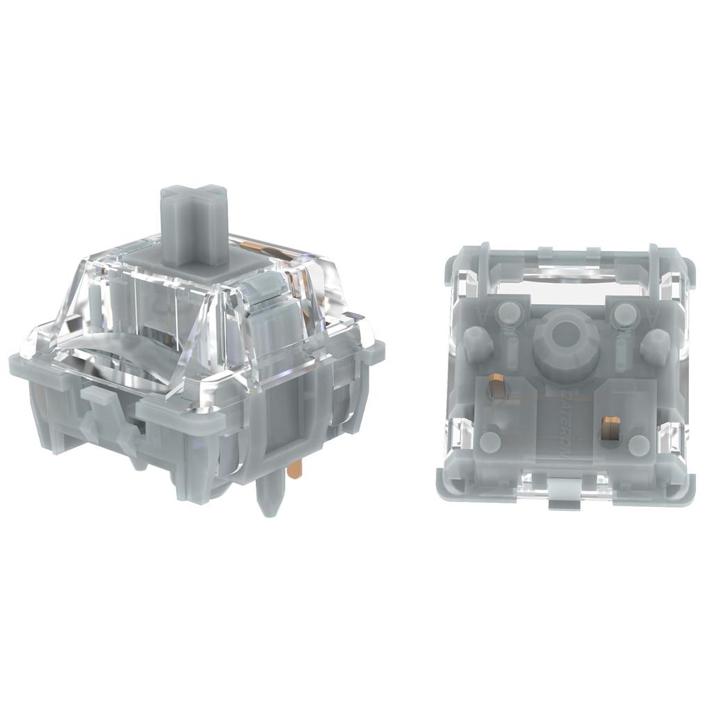 GATERON Zero Degree Silent Silver Keyboard Switches, SMD LED Linear 0° Dual Rail 45gf Key Switches for MX Mechanical Keyboards (72pcs)