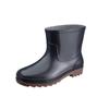 Men's Non-Slip Low Heel Round Toe Rain Boots with PVC Sole & Cotton Lining