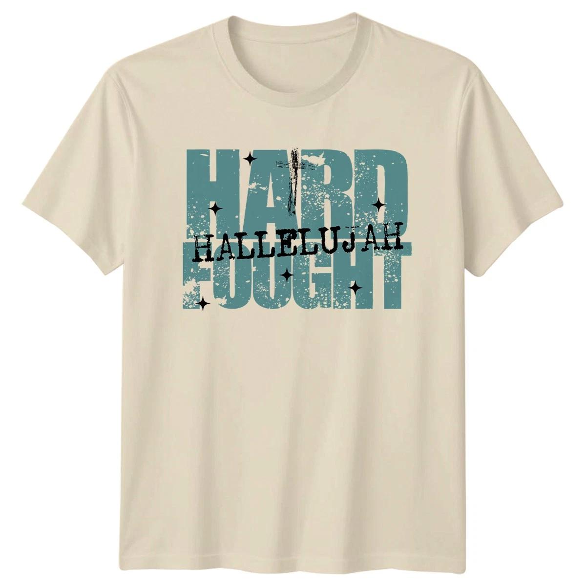 Hard Fought Hallelujah T-Shirt Grunge Christian Faith Religion S