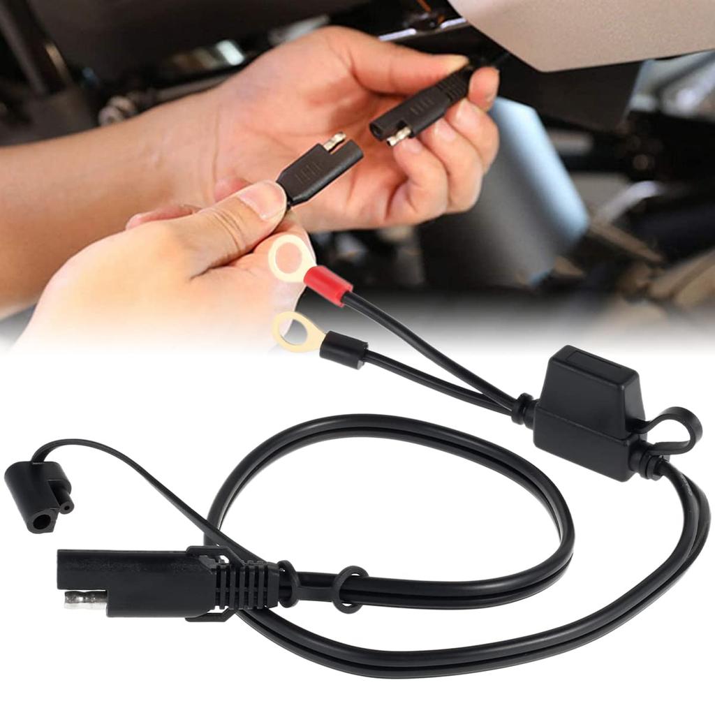 Kindnessjp SAE TO RING Terminal Harness Accessory Cable Motorcycle Charger Cord SAE to