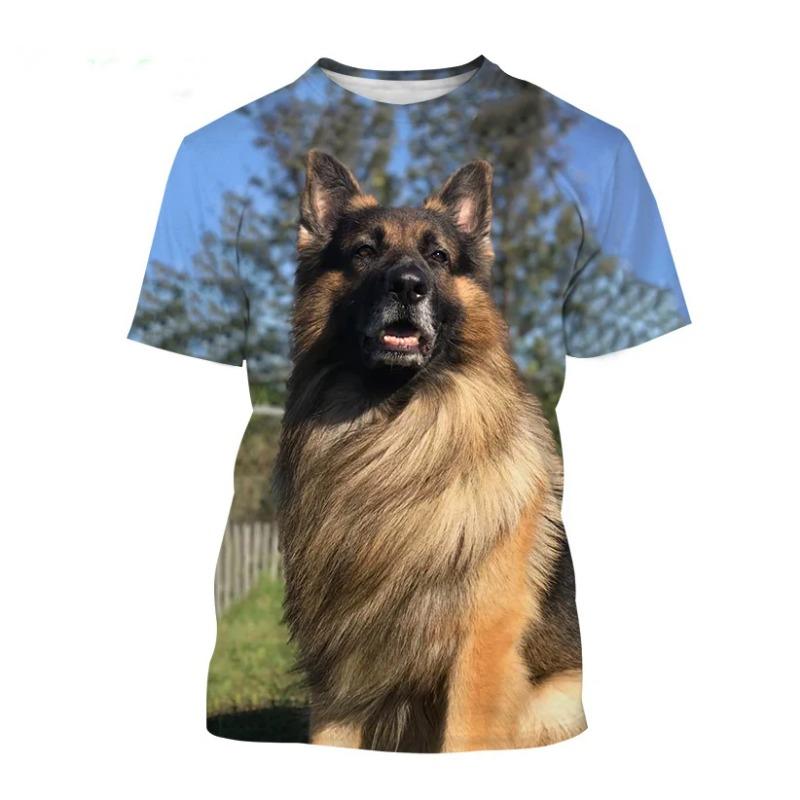 Animal German Shepherd 3D Print T-Shirts Summer Men Women Short Sleeve Dog T Shirt Oversized Harajuku Tees Tops Kids