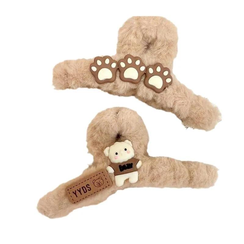 Premium Women's Cute Panda Plush Hair Claw Clip Winter Cartoon Fluffy Accessory for Ponytail Styling Versatile Cute Gift