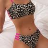 2025 European & American Leopard Print Push-up Color Block Bikini