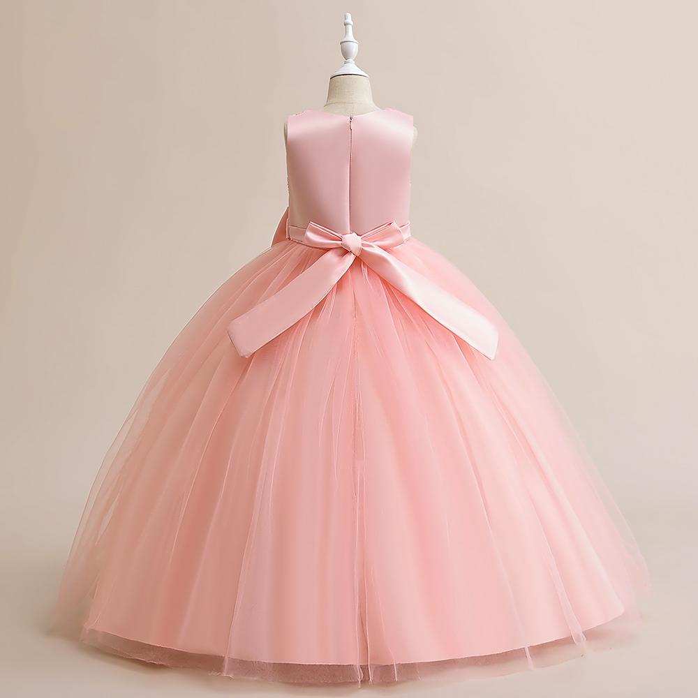 Formální letní večerní večírek Princeznovské šaty pro dívku Mašli Družička šaty Souboj Krajkové Dívčí šaty Svatební Kostým