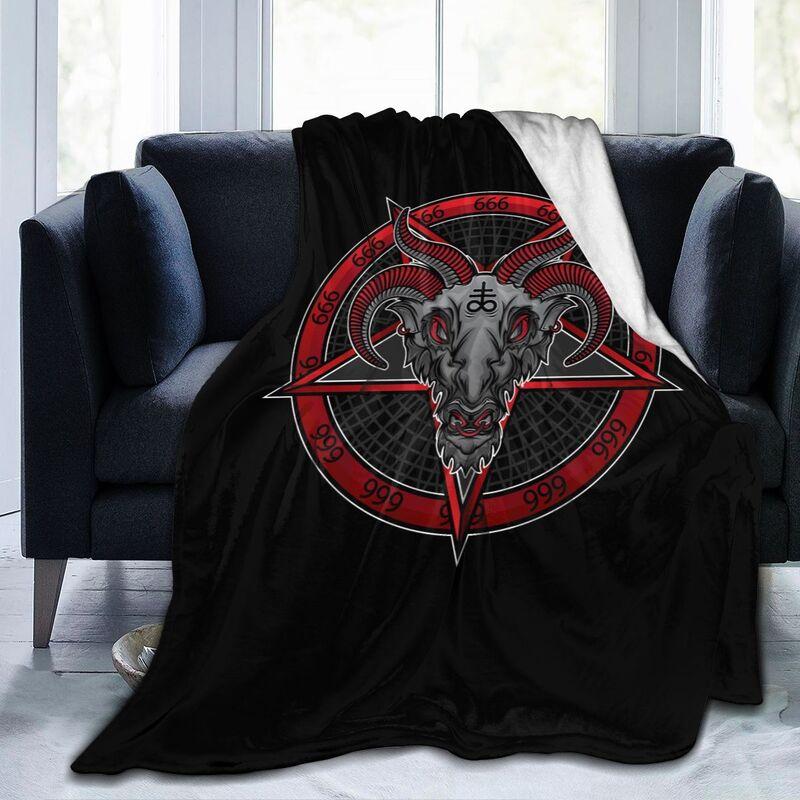 Vintage Baphomet Goat Head Soft Comfortable Throw Blanket Lightweight Warm Flannel Fleece Blanket for Sofa Bed Travel Camping