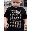 European Sizes Summer Boys Fashion Kids T-Shirt My DinosaUR Alphabet Dinosaur Print Cute Short Sleeve Casual Top