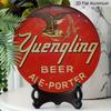 2D Flat, 1pc Yuengling Beer Vintage Round Metal Sign - Eagle & Barrel Design, Red & White Retro Wall Art, Durable Aluminum Sign with Pre-Drilled