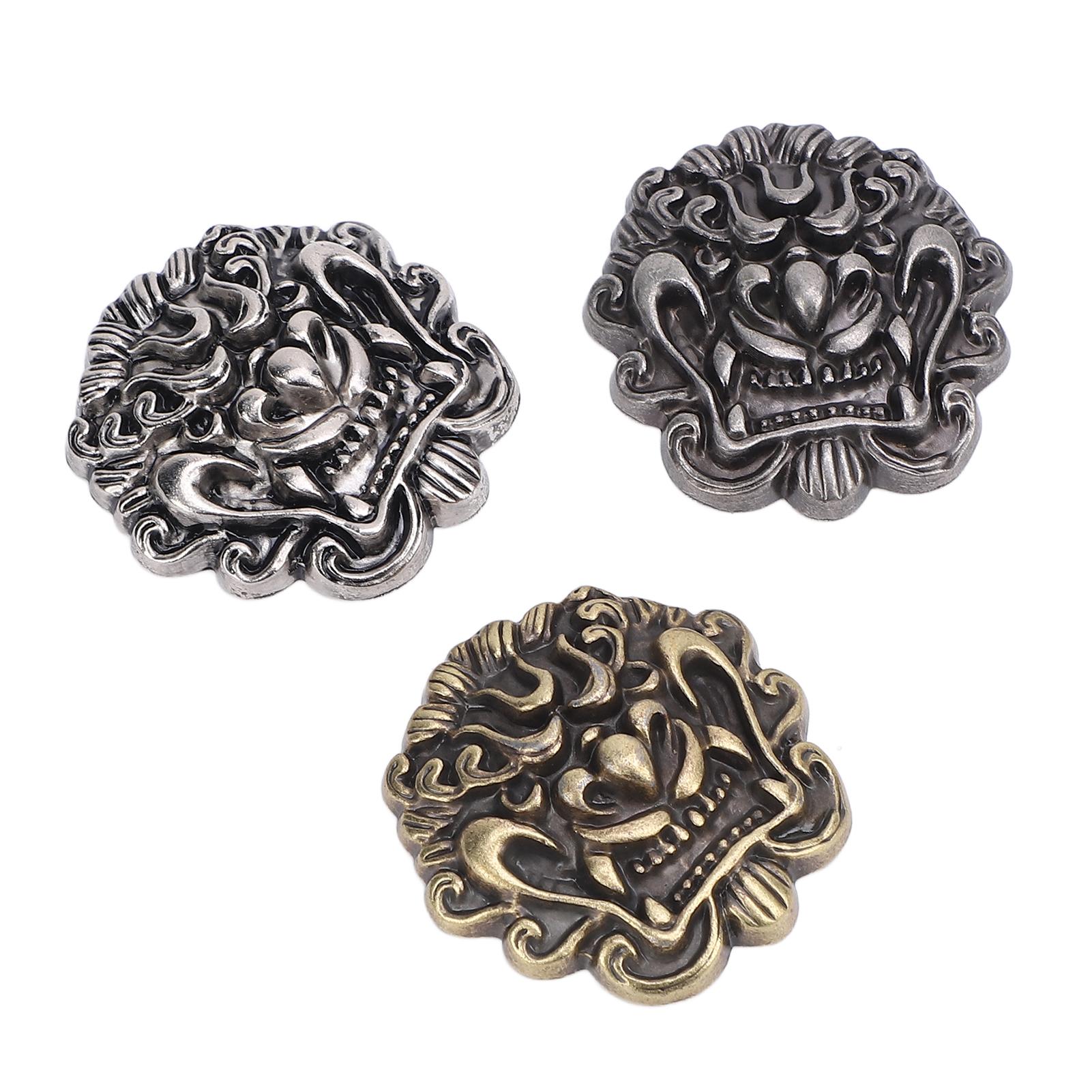 

3 комплекта металлических пуговиц с рисунком дракона, винтажные металлические ретро-пуговицы для одежды для рукоделия