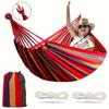 Portable Outdoor Hammock Kids Adults Durable Canvas Fabric With Anti-Roll Design Camping Hiking Garden Relaxation
