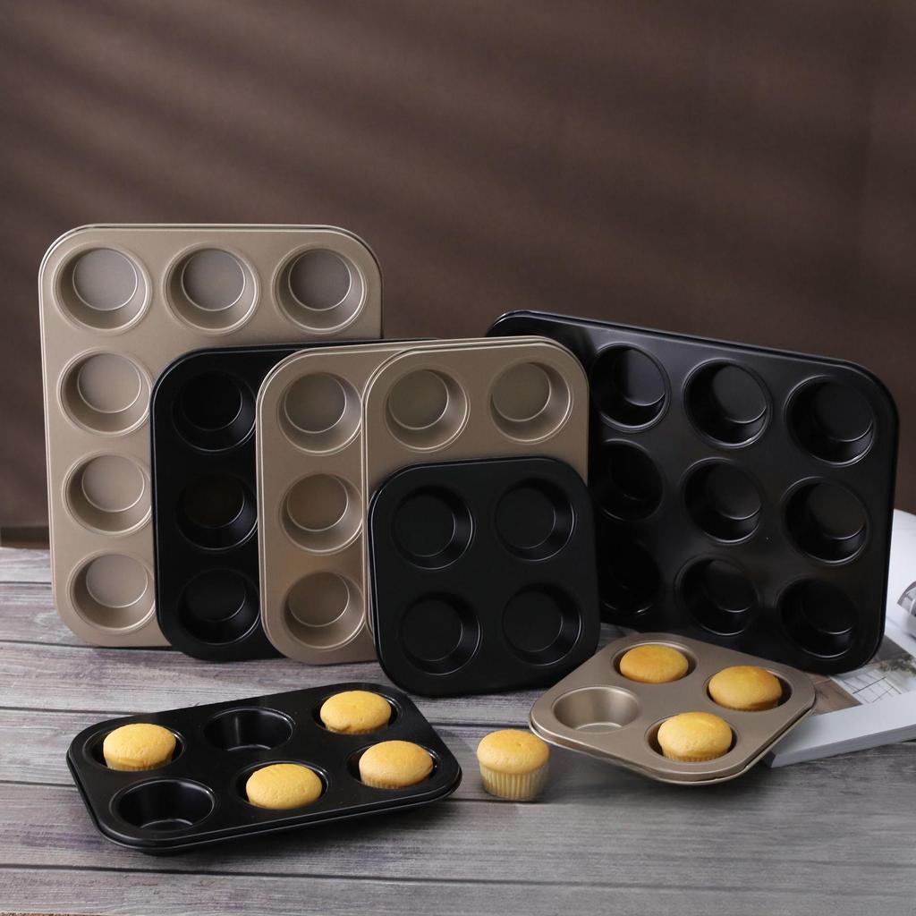 Non-stick Carbon Steel Muffin & Cake Mold (4/6/9/12 Cups)
