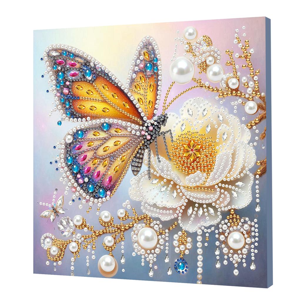 Pearl Gem Diamond Art Painting Kit with Frame 25x25cm Diamond Dots Pearl Gem Painting for Adults & Beginners Home Wall Decor