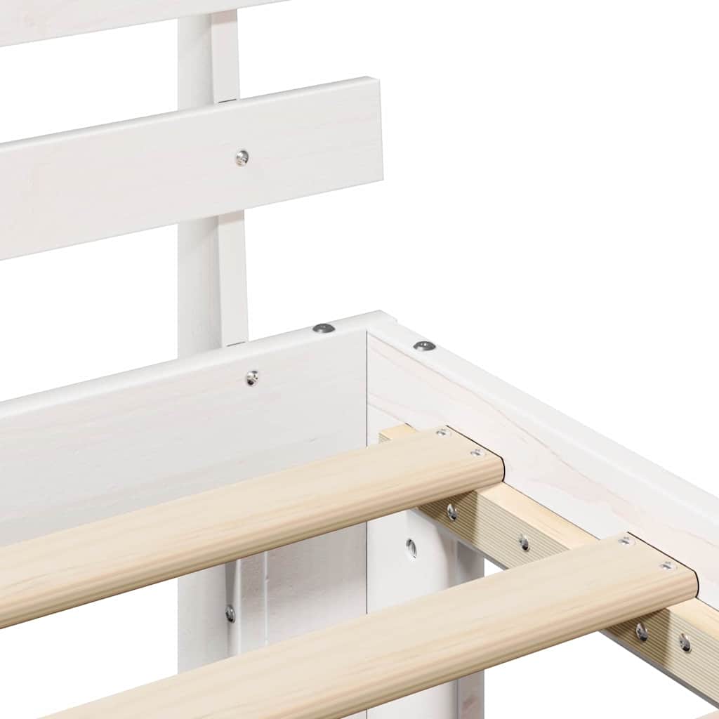 Bed Frame with Headboard White 120 x 190 cm Solid Pine Wood