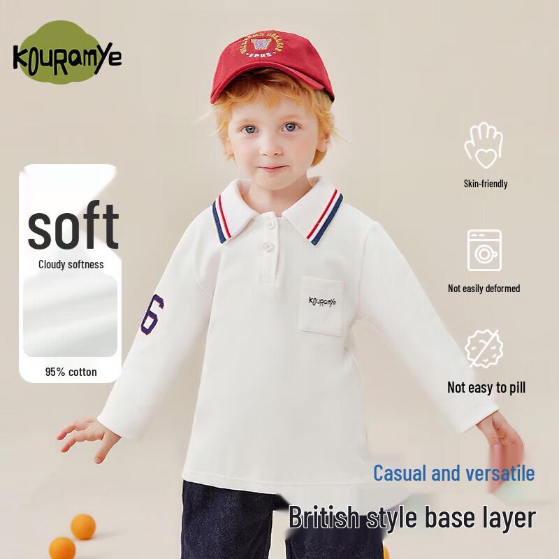 KuWaMi Kids  Preppy Long-Sleeve Polo T-Shirt 80
