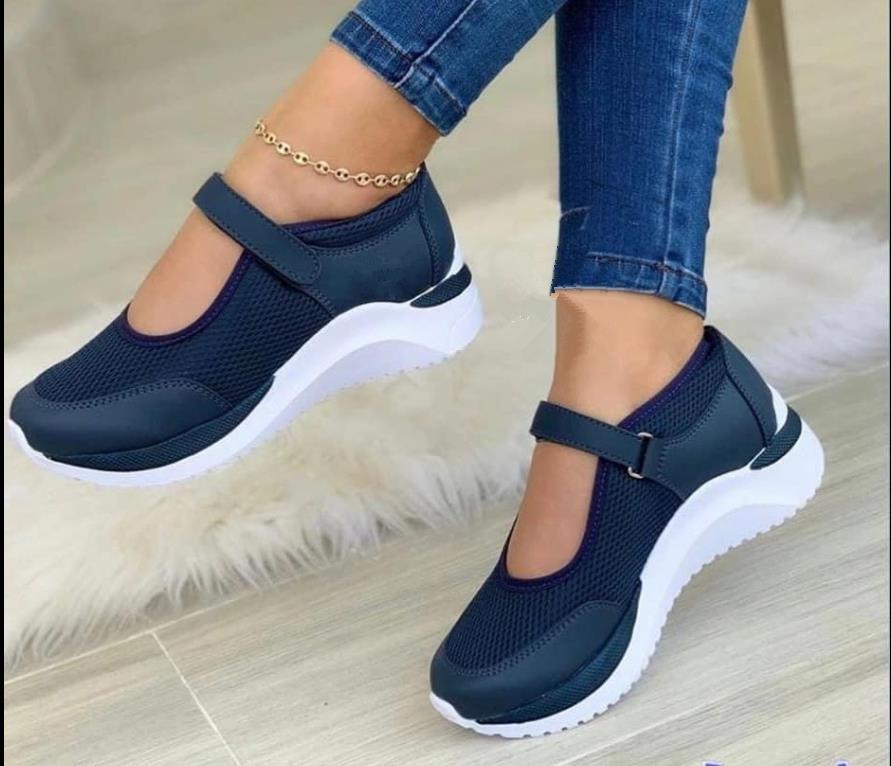 

2025 European and American summer round toe knitted Velcro platform sandals women s foreign trade plus size independent station grid Roman sandals 43 тёмно-синий
