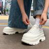 Imitation Leather Platform White Shoes Women's 2025 New Versatile Height Increase Small Casual Sports Board Shoes Ultra-light Bottom Muffin Shoes