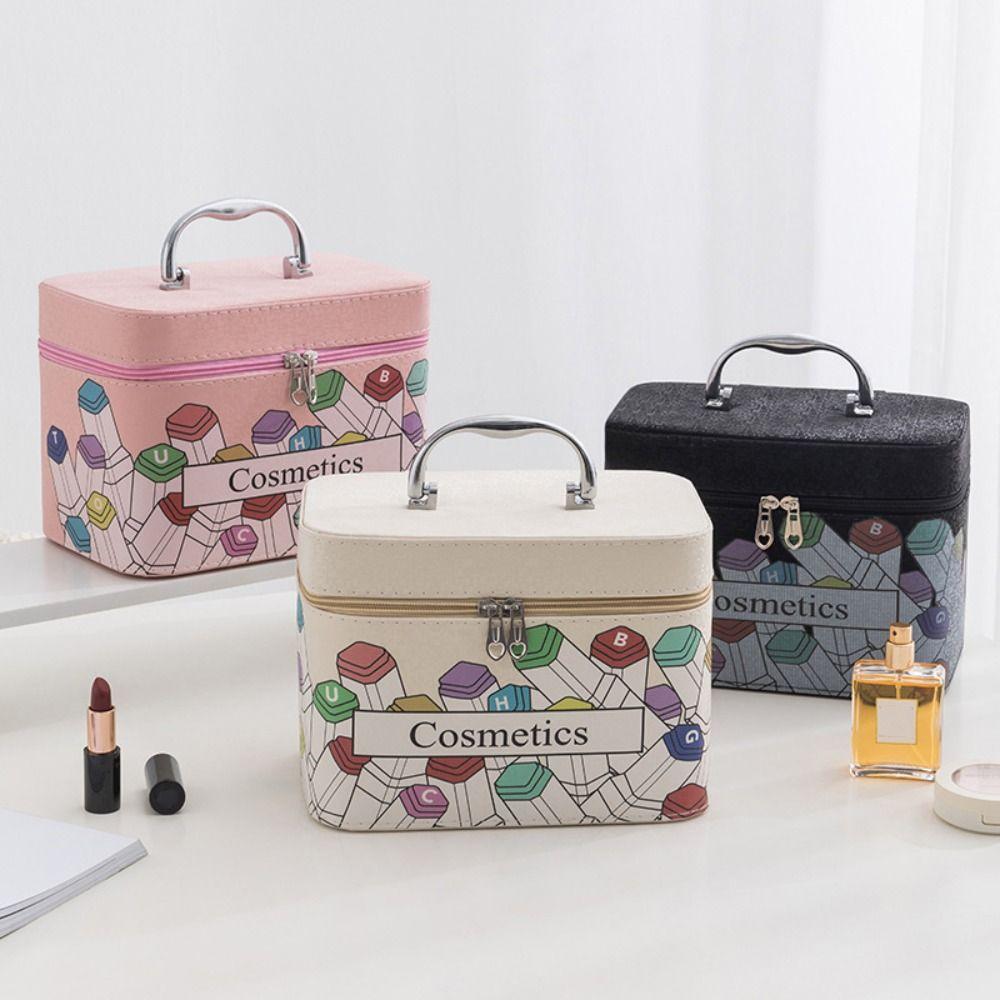 

Large Capacity Cosmetic Storage Bag PU Travel Wash Bag Multi-Functional Makeup Case