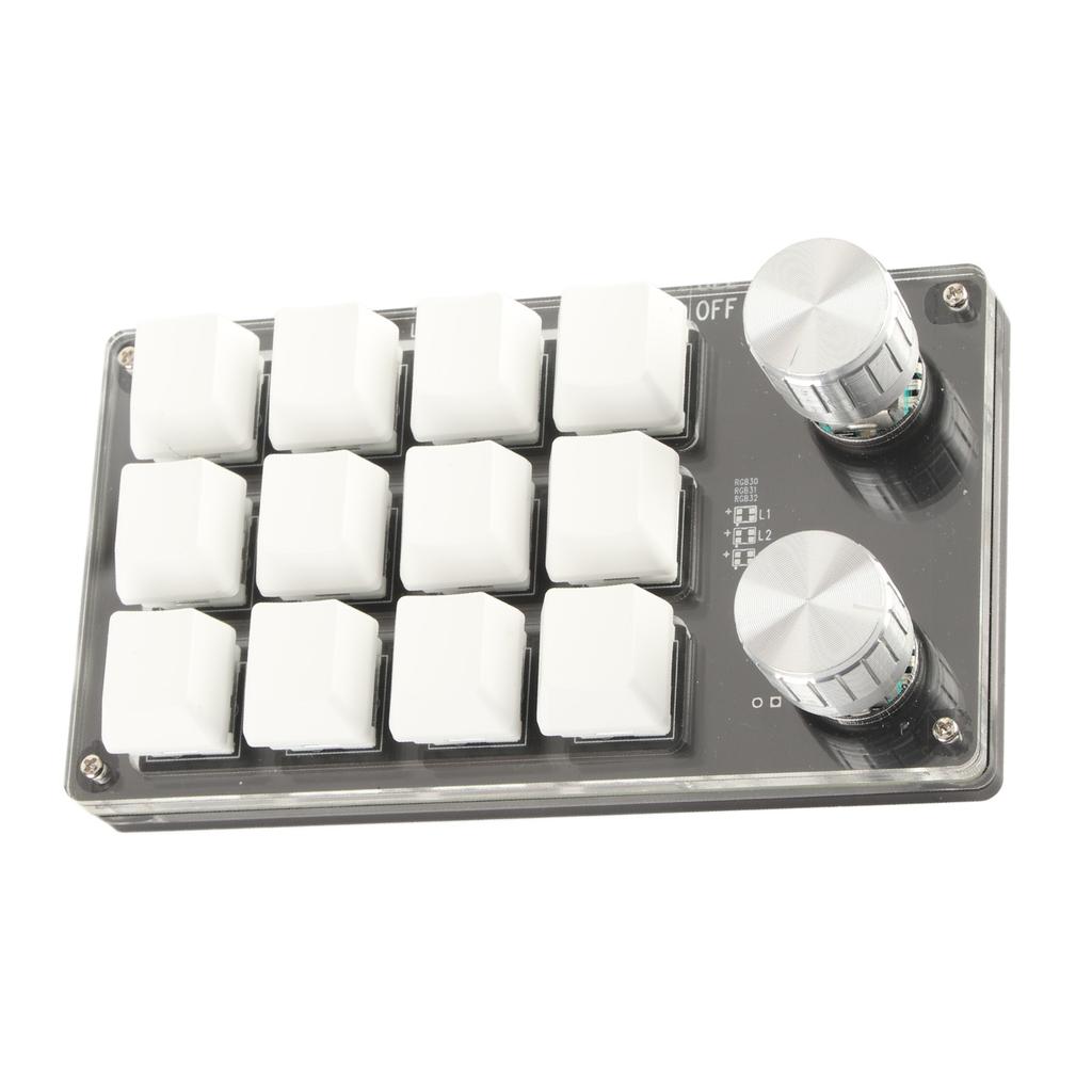 One Handed Macro Mechanical Keyboard 12 Key Multifunction DIY Programmable Keypad for Office Gaming Lab