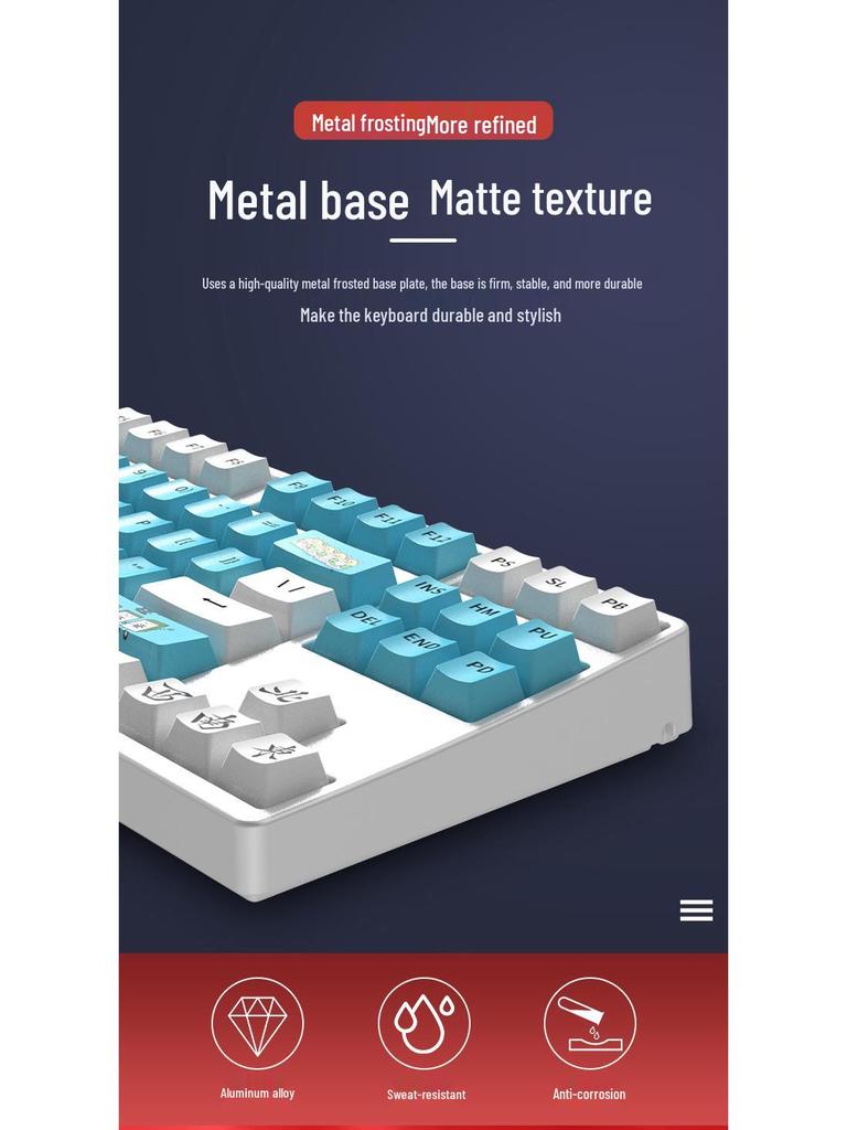 Hot-Swappable Blue Switch Gaming Mechanical Keyboard for Office and E-Sports - 104 Keys, Customizable for Girls