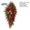Indoor Outdoor Holiday Decor Christmas Teardrop Swag with Red Bow And Bells Vintage Artificial Norfolk Pine Hanging Realistic Branch Decoration