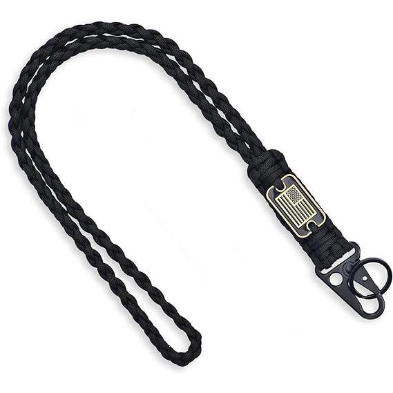 

2 шт. Міцний плетений паракордовий брелок-шнурок з прапором США, намисто з парашутної мотузки з металевим HK-кліпом, кільце для ключів для вулиці