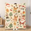 1pc Flannel Blanket Christmas Cartoon Elements Cute Design This Shawl/Blanket/Nap Blanket/Sofa Blanket Is Soft Comfortable And War