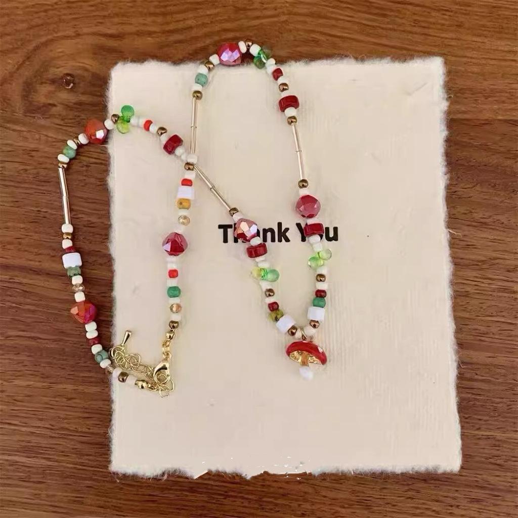 Female Niche Collarbone Summer Mushroom Necklace