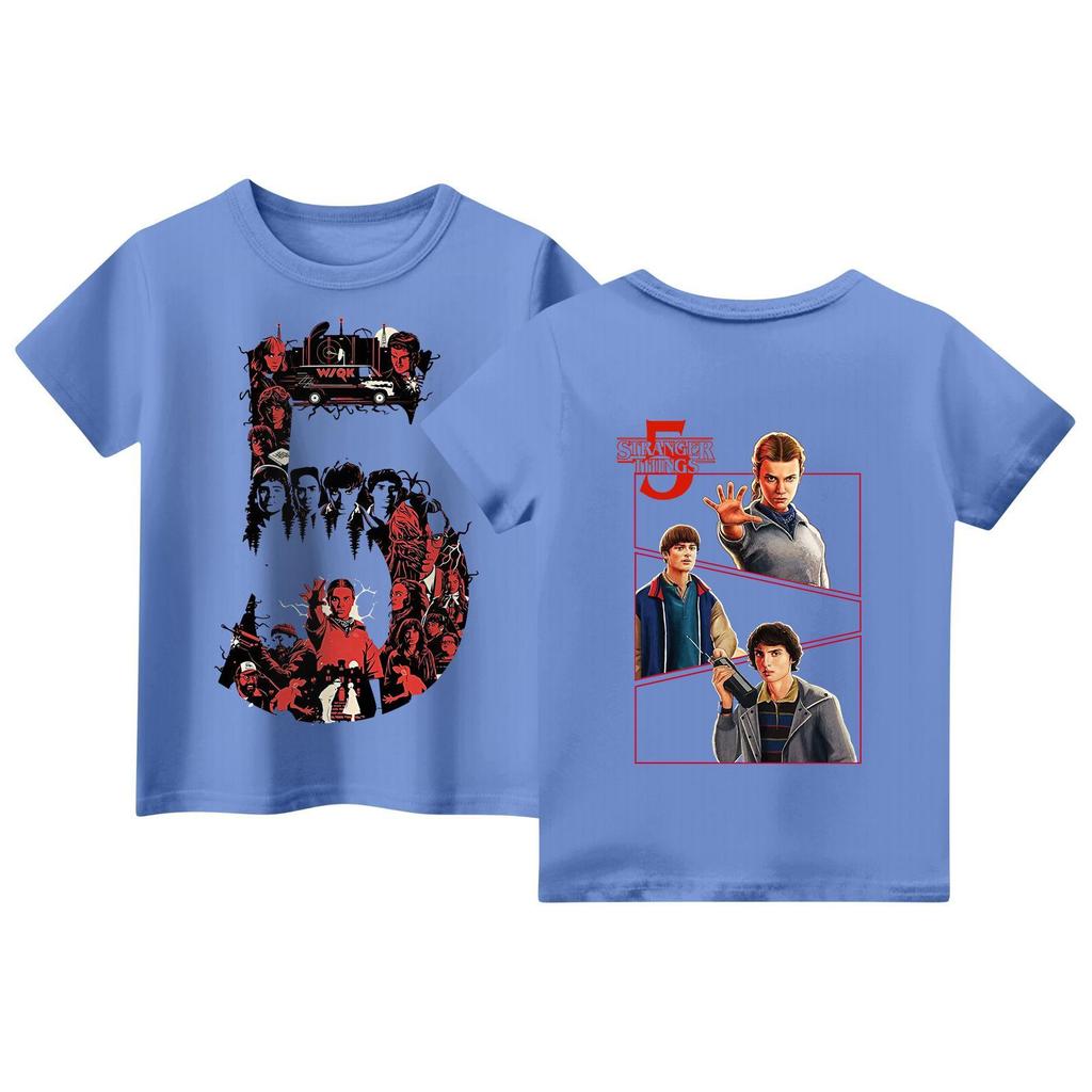 Children's Short Sleeve Tops Casual Print T Shirt Round Neck Pullover Blouse