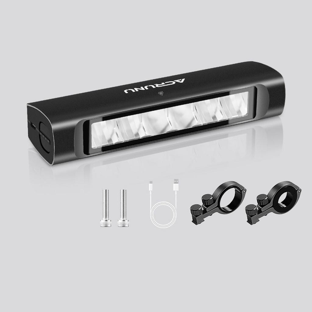 ACRUNU Bicycle Front Light USB Rechargeable Bike Headlight with Mounting Brackets and Screws for Night Riding Safety and Visibility