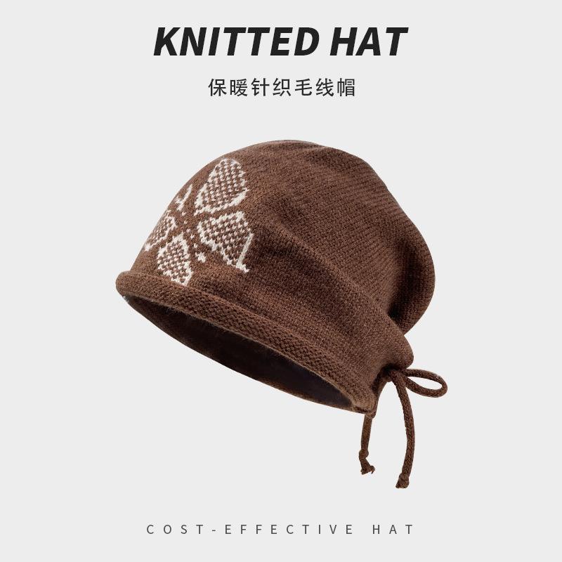 Edge Drawstring, Star Stacking Hat, Children'S Season Shows A Small Face, Baotou, Cold Hat, Warm Ear Protector, Knitted Hat