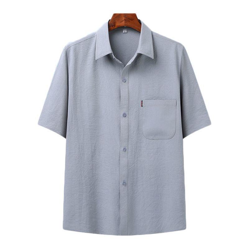 Pants Summer Leisure All Match Middle Aged Old Dad Men Fashion Trend Grandpa Loose Lapel Half Sleeve Shirt Set