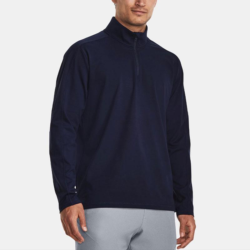 Under Armour Meridian ¼ Zip High Collar Long Sleeve Sports Tee Men Tops Navy-Blue 1379673-410