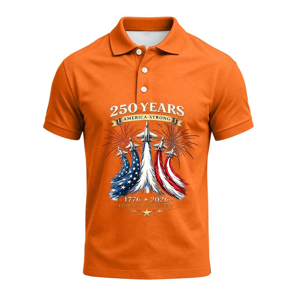 Men's 250th Anniversary Polo Shirt 1776 To 2026 Short Sleeve Casual Fit American Flag Themed Graphic Top