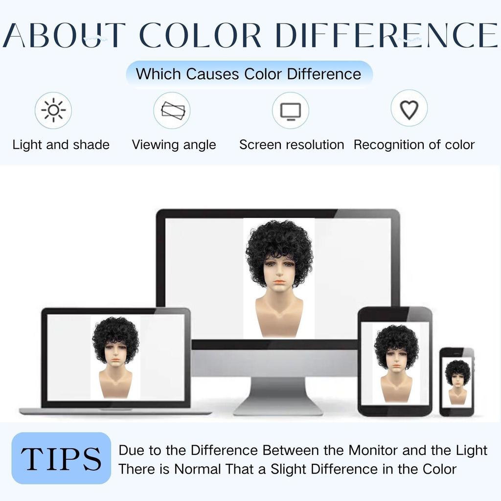 Black Short Curly Hair Perm Wig, Men's Small Roll African Style Wig, Suitable for Daily Wear and Role-playing
