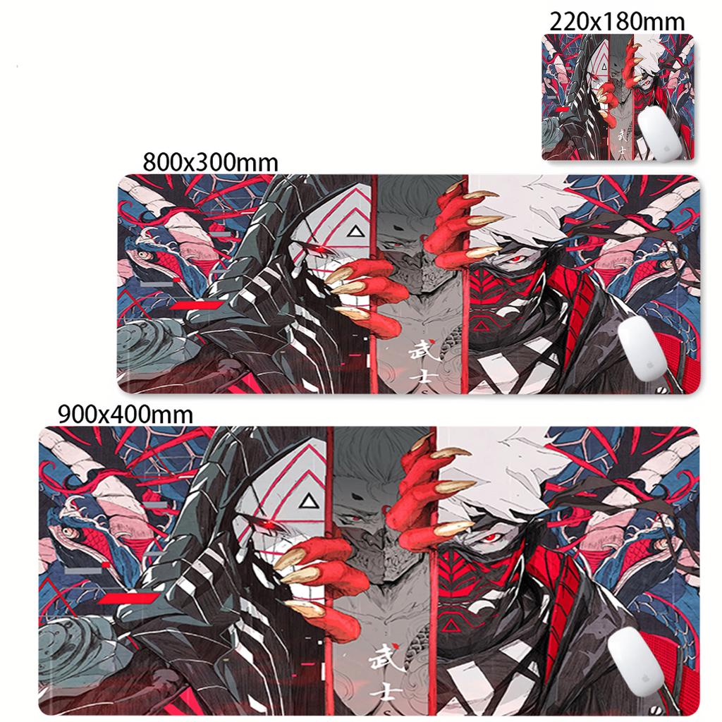 Game Mouse Pad Japanese Samurai Devil Mousepad Black Gamer Desk Mats Esports Mouse Pad Carpet Gaming Accessories Table Mat
