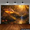 2D Enchanted Mushroom Forest Party Backdrop, Fantasy Fairy Tale Background Decoration
