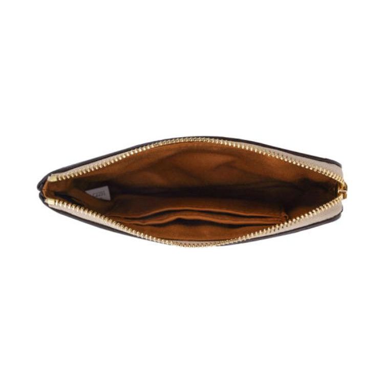 Coach Corner Zip 16 Classic Coated Canvas Leather Mahjong Clutch Women Clutch Brown Khaki 58035-IMNLJ