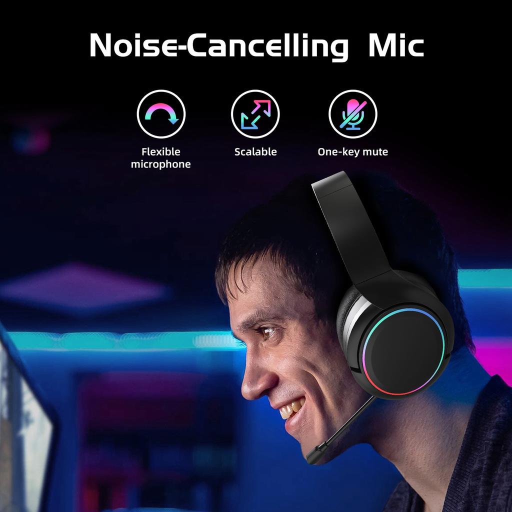 Wireless Headset 2.4G 5.1 Wireless Dual Mode Stereo Noise Cancelling Over Ear Integrated Gaming Headset