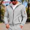 Mens Casual Hoodie With Zipper Pockets And Fleece Lining For Winter Comfort