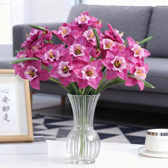 Artificial Daffodil Flowers 18 Inch Spring Faux Silk Narcissus Flower Arrangement Fake Daffodils Bouquet for Home Wedding Decor