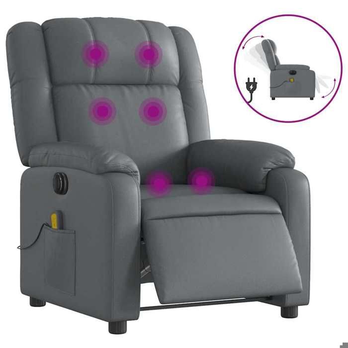 VidaXL Electric Reclining Massage Armchair Grey Faux Leather 3205146