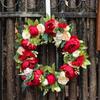 Couronne de Pivoines Artificielles Printanière - Décoration de Mariage, Festival et Porte d'Entrée