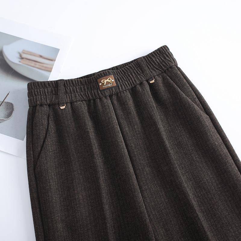 Women's Casual Thick Straight-Leg Pants for Spring, Autumn, and Winter - Suitable for Middle-Aged and Elderly