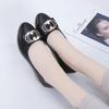  Zapatos De Mujer Women Fashion Pointed Toe Black Leather Spring Slip On Anti Skid Wedge Heel Shoes for Office Ab487